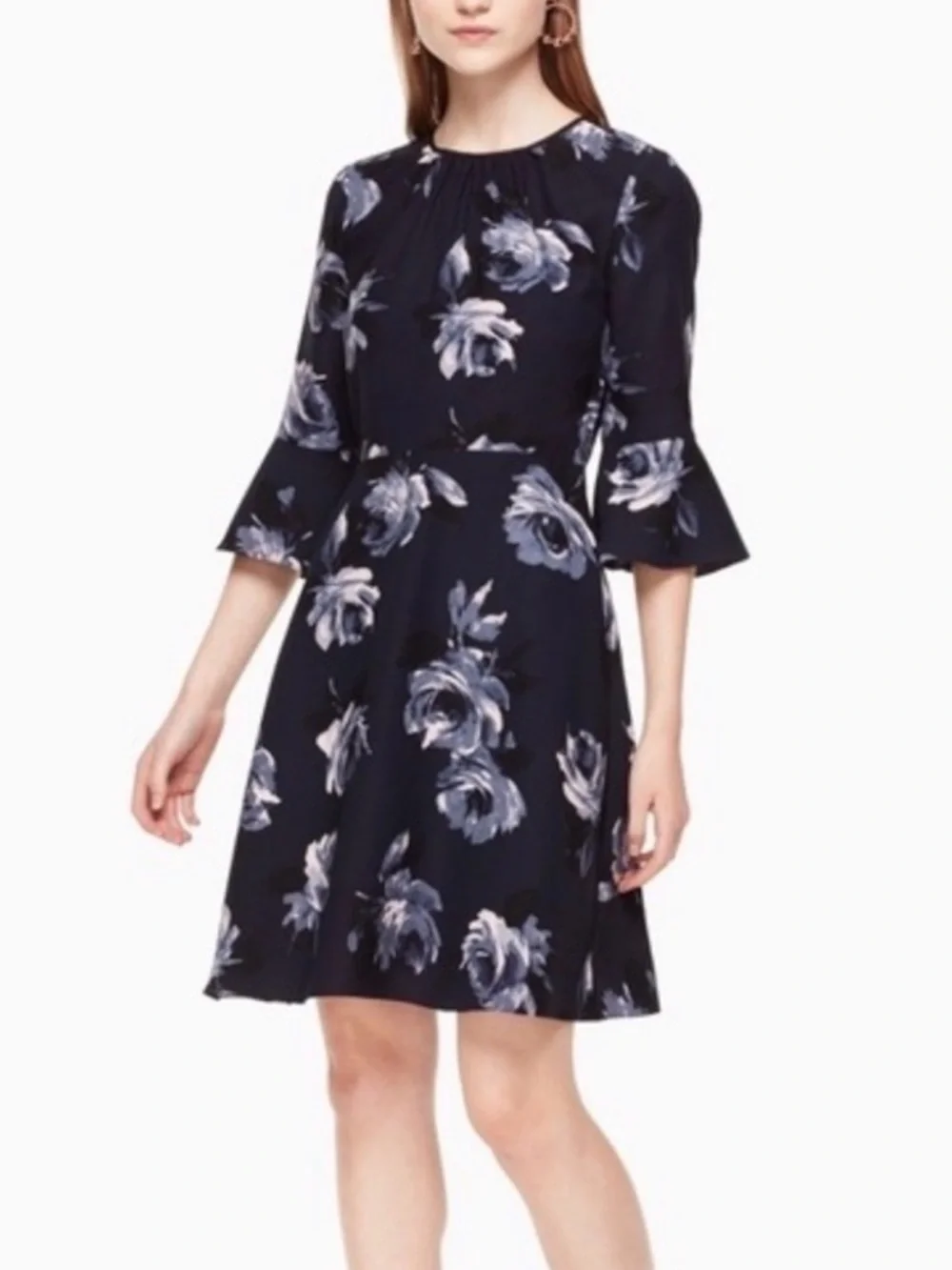 Kate Spade Night Rose Blue Floral Dress 12